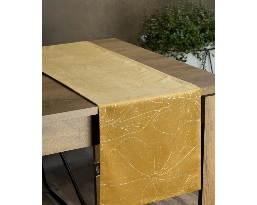Behúň na stôl Blink 18, zlatý s lesklým vzorom